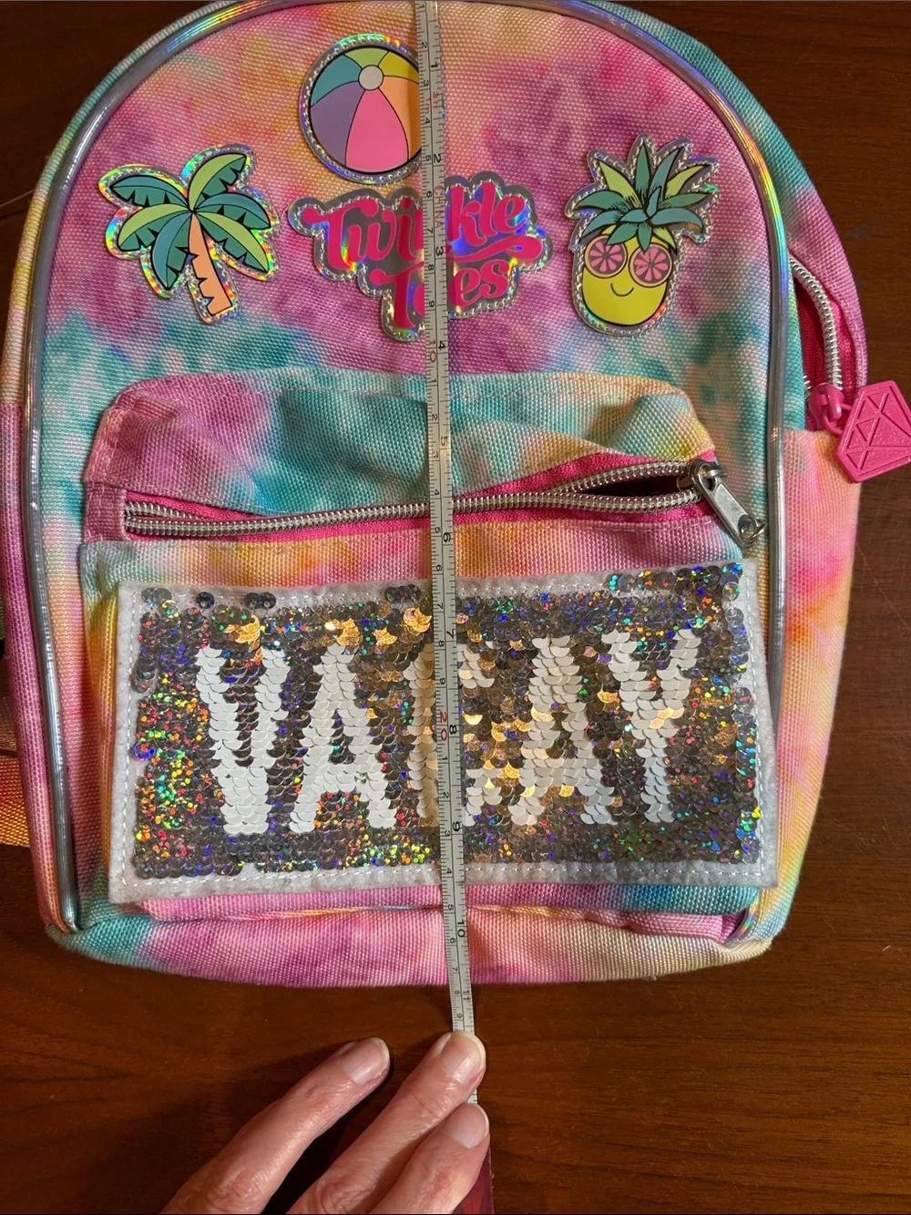 Girls' Mini Backpack - Rainbow Tie-Dye with Sequin 'Magic' Pocket